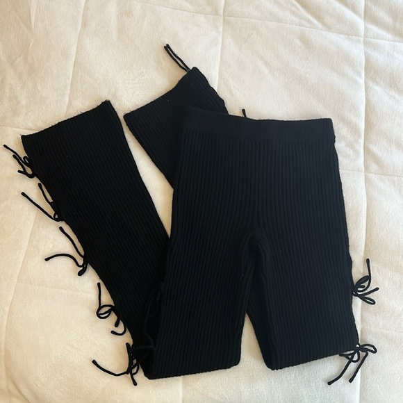 Guizio Rib Knit Tie Pant Black M - Picture 5 of 5